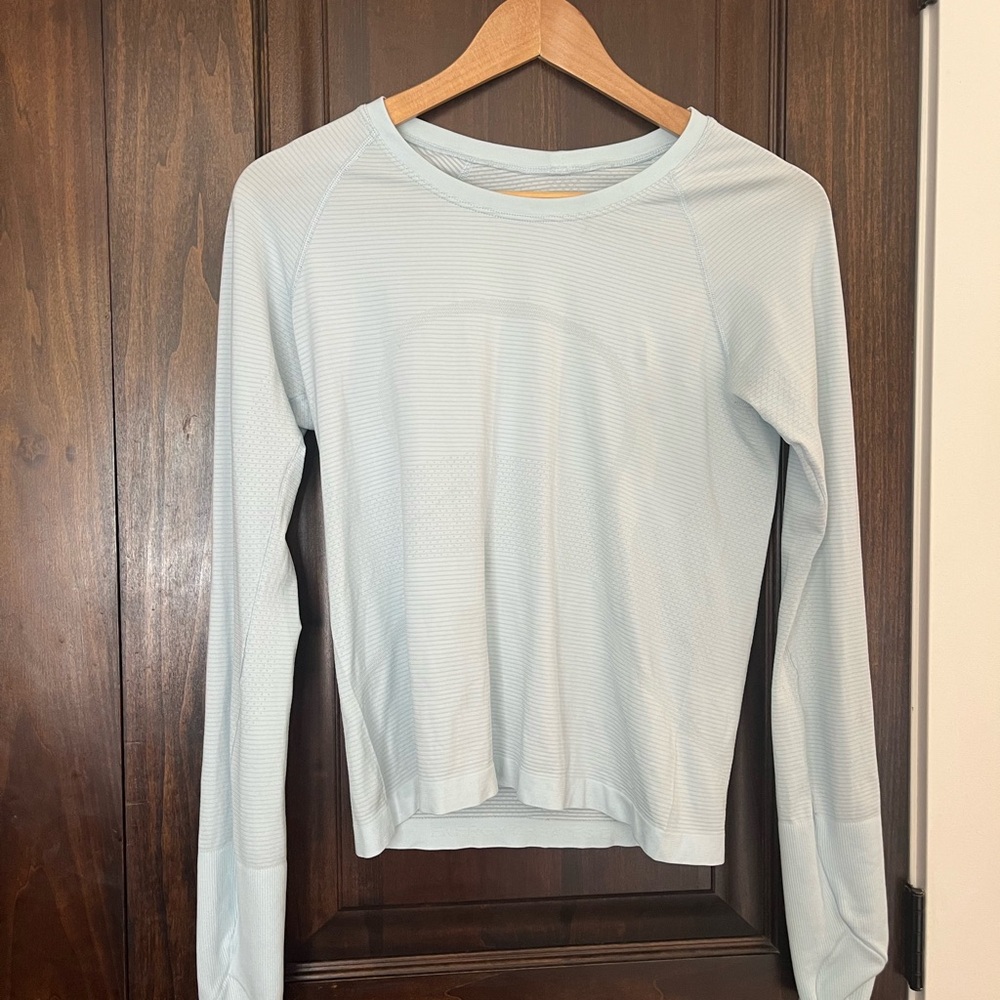 lululemon athletica Soft Blue Long Sleeve Tee